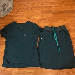 Figs Caribbean Blue Scrub Set with Skirt